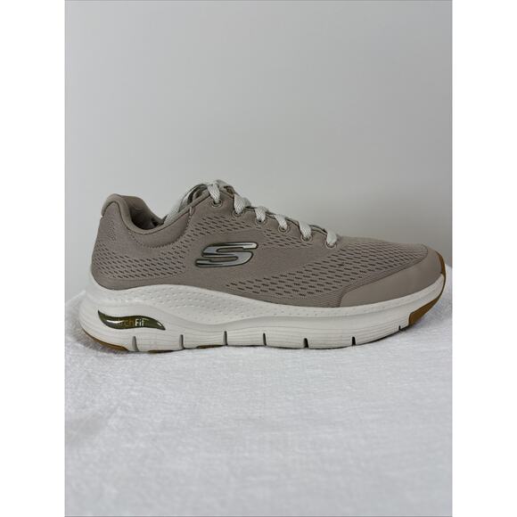 Skechers Arch Fit Athletic Walking Sneakers Shoes Taupe Mesh Comfort 7 - Picture 1 of 13
